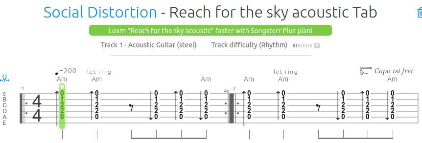 Social Distortion - Reach for the sky acoustic tab